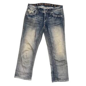 Rock Revival Ella Capri Jeans Women 28 *31x24 Low Rise Straight Leg Distressed